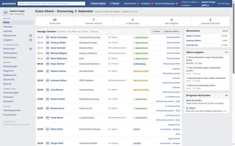 Praxisnet, Verwaltung für Arztpraxen: Screenshot 1